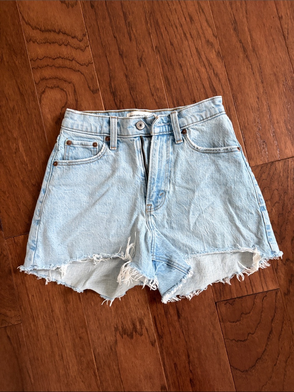 Abercrombie & Fitch Light Wash High-Rise Cutoff Denim Shorts